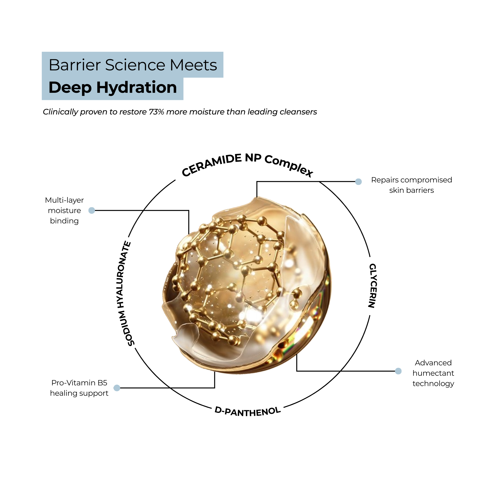 L'Offia Ceramide + Hyaluronic Acid Face Wash | Gentle Cleanser with Niacinamide & Rice Water for Dry & sensitive skin(100 ml)