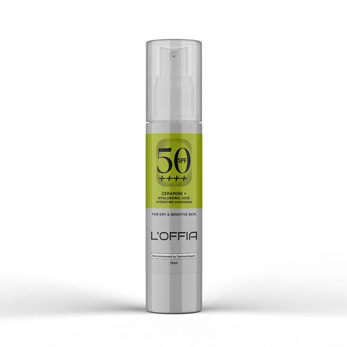 L'Offia Ceramide + Hyaluronic Acid Hydrating Sunscreen SPF 50 PA++++ | for Dry Skin (50ml)